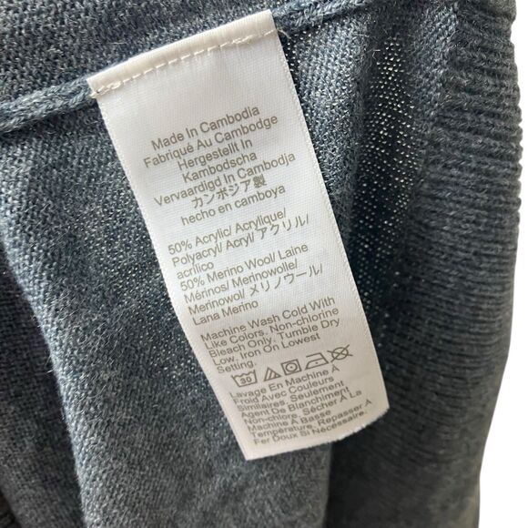 J Crew Sweater Mens XXL Grey Merino Wool Blend 1/4 Zip Mock Neck Neutral BB697 - Picture 9 of 12